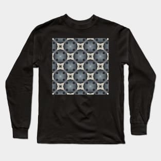 Industrial Magnolia Art Deco Spherical Cross and Flower Pattern Long Sleeve T-Shirt